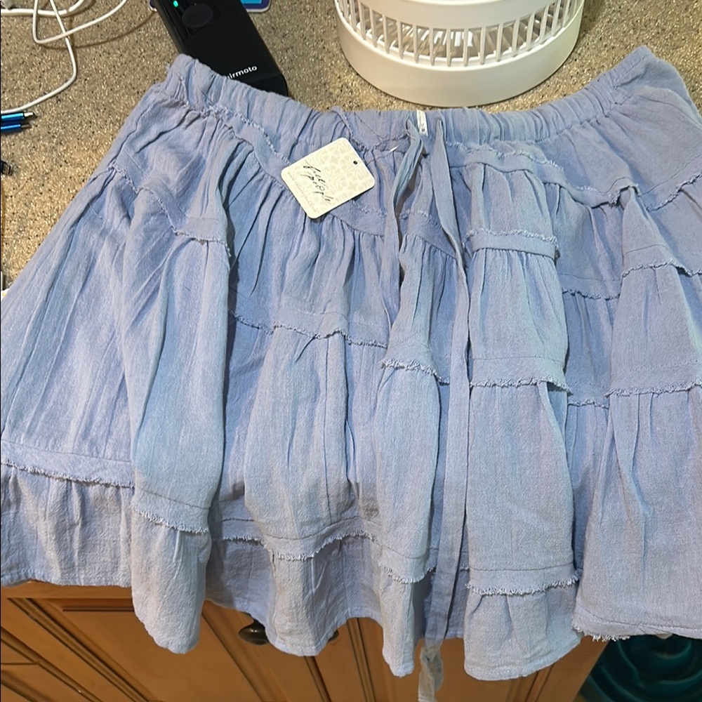 Free People Blue Skater Mini Skirt
